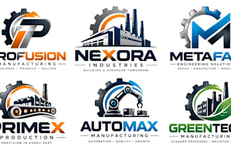 design a modern manufacturing, industrial, factory, engineering production logo