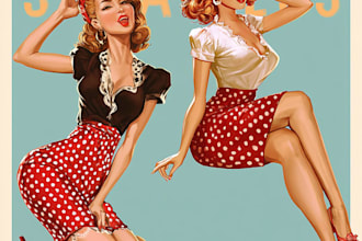 pin up girl and pin up girl illustration