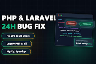 fix php, laravel, yii, mysql bugs, 500 errors and upgrade legacy php in 24h