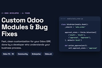 develop custom odoo modules, fix bugs and customize your odoo erp