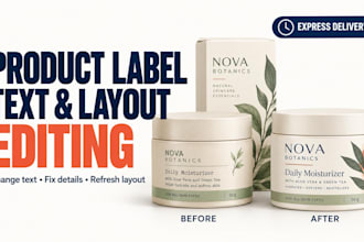 edit and change text details or layout on your product label packaging
