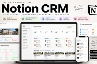 build notion CRM client portal onboarding and real estate lead tracker