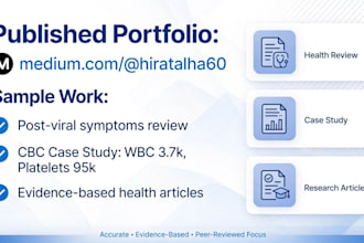 write medical or pharmaceutical related blogs or articles
