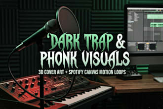 design spooky 3d cover art, 2d animation, and motion loops