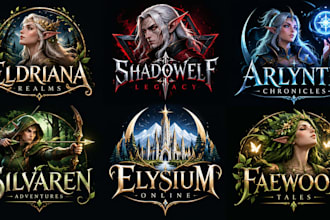 design a professional, fantasy, mythical, magical, gaming, character elf logo