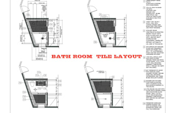 autocad bathroom tile layouts, shop drawings and elevations