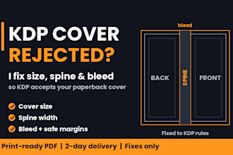 fix your rejected KDP paperback cover, resize,