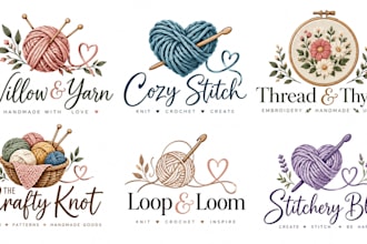 design a professional, knitting, handmade, yarn, embroidery, craft crochet logo