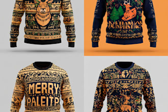 create ugly christmas sweater and sweatshirt design