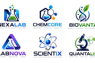 design a professional, science, laboratory, scientific research chemistry logo