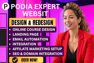 build a podia website, online course, membership site and sales funnel