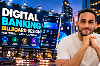 create digital banking outdoor ads, billboard design for fintech app campaigns
