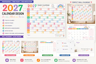 design a custom 2027 calendar, printable wall calendar