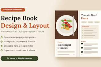 do cookbook formatting, recipe book design and KDP cookbook layout