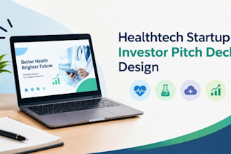 healthtech startup investor pitch deck design, healthcare presentation designer