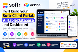 build a softr client portal, airtable database and dashboard