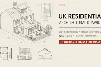 draw UK planning drawings for loft conversion and house extension