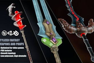 create stylized fantasy 3d weapons and props