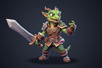 create rigged low poly 3d game character cartoon creature humanoid npc avatar