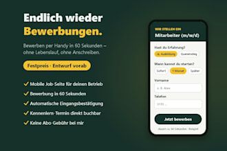build a mobile job page with 60 second applications for german businesses