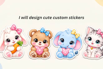 design cute kawaii stickers for animals, fairies and more
