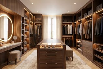 design luxury wardrobe storage and unique walk in space with cutlist modeling