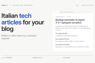 write italian tech blog articles on IT and cybersecurity