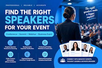 research qualified speakers for your conference, summit, or business event