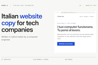 write italian website copy for IT and electronics businesses