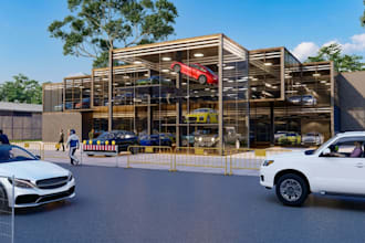 design 3d car showroom, luxury dealership, and automotive interior rendering