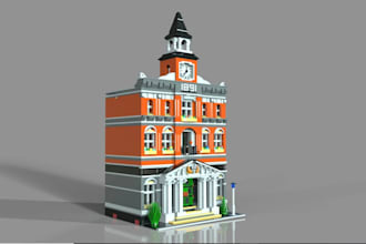 do custom 3d lego model, lego moc, lego car, lego house model with instructions