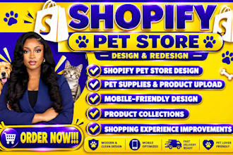 design pet shopify store, pet supplies, pet store website