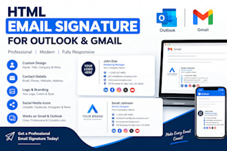 design HTML email signature for outlook signature and gmail signature