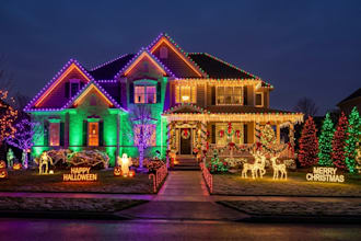 create a holiday lighting design plan for christmas and halloween
