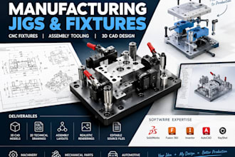 design manufacturing jigs, cnc fixtures, assembly tooling and 3d cad models