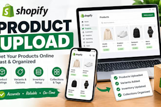 upload shopify products, variants and collections