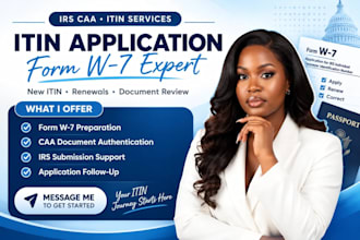 prepare your itin form w7 as an irs authorized caa