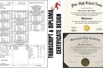 do transcript design for home school, high school, university and diploma, ged