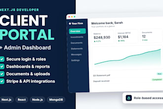 build a client or investor portal with admin dashboard in nextjs