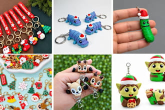 design 3d printable holiday keychain charms and fidget clickers