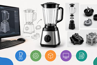 kitchen appliance components, cad design, 3d modeling, product development 3d
