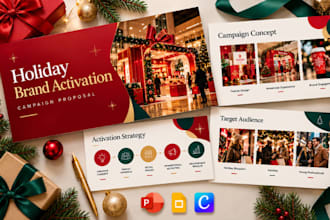 do holiday brand activation pitch deck, christmas retail campaign presentation