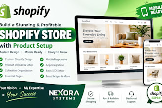 build a mobile ready shopify store with product setup and website development
