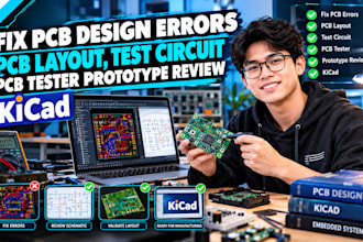 fix pcb design errors pcb layout, test circuit pcb tester prototype review kicad