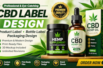 design cbd label, supplement label, bottle label design, hemp vial oil label