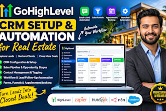 set up gohighlevel CRM pipeline and lead follow up automation for real estate