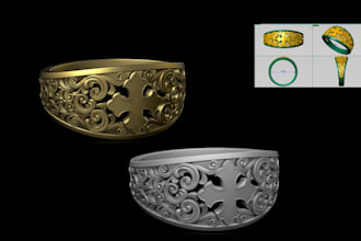 custom 3d jewelry model, signet ring, name pendant, medallion for 3d printing