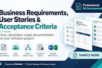 write software requirements, user stories and acceptance criteria