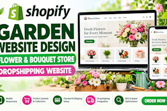design garden shopify website build flower bouquet store dropshipping website