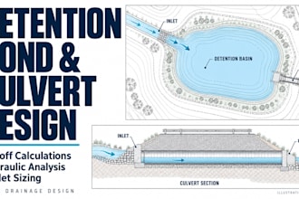 detention pond culvert design runoff calculations hydraulic analysis outlet plan